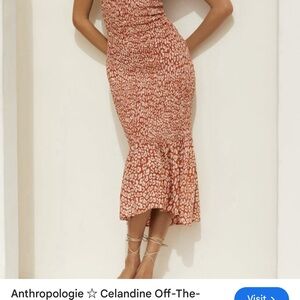 Anthropologie Celandine Rust and White Midi Skirt
